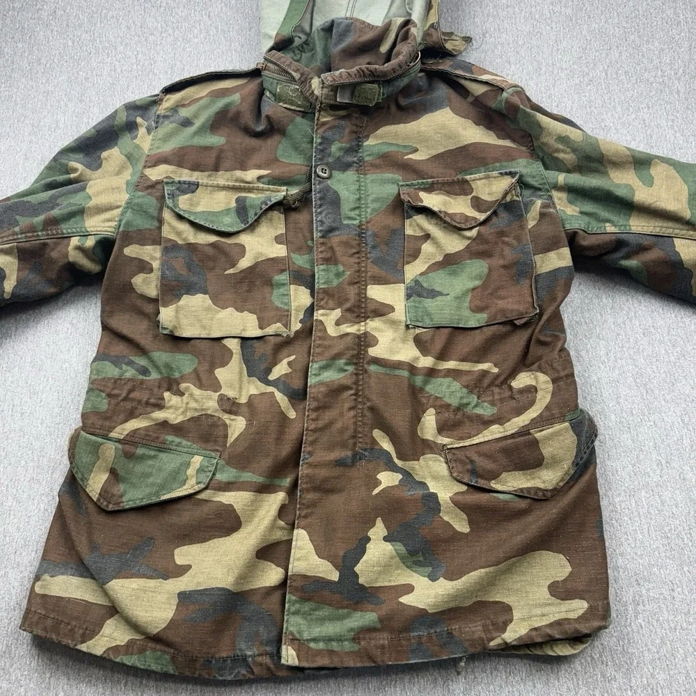 US Army Jacket Mens Medium Regular Green Camo Coat Cold Weather Field Daly